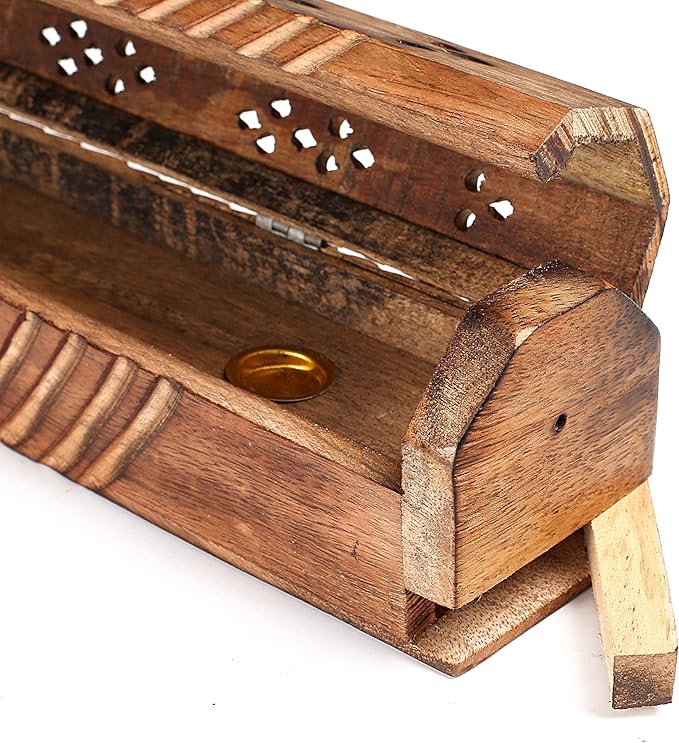 Incense Holder, Incense Stick Holder, Incense Holder for Sticks Used for Room Décor, Cool Room Spiritual Décor, Aromatherapy, Incense Burner with Storage Compartment 12Inch Natural