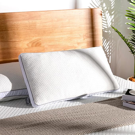 Shredded Memory Foam Pillows, Bed Pillows for Sleeping, Standard Pillow for Side Back Stomach Sleepers, Neck Support Pillow with Washable Removable Cover(28"x 16",1 Pack)