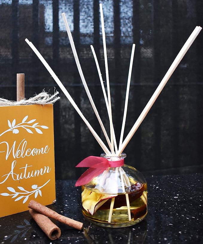 LOVSPA Spicy Apple Cinnamon Reed Diffuser Set - Clarity Fall Scent Diffuser for Home with Real Apples - Non-Toxic Oil Reed Diffuser - Made in The USA