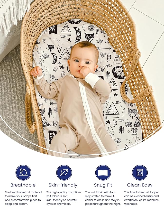 TotAha Bear Changing Pad Cover Boys Girls, Buttery Soft Change Table Pad Covers Fit 32"/34" x 16" Pads Safe and Snug, Super Stretchy Jersey Changing Table Sheets, 2 Pack