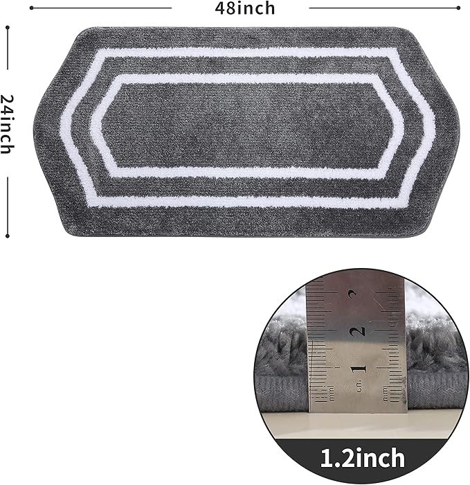 COSY HOMEER Extra Thick Bath Linen Sets Rugs - Anti-Slip Bath Mats Soft Plush 100% Strong Polyester Living Room Bathroom Water Absorbent(Grey,24x48 - Inches)