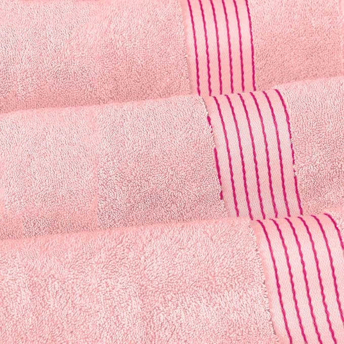 Elegant Comfort Premium Cotton 6-Piece Towel Set, Includes 2 Washcloths, 2 Hand Towels and 2 Bath Towels, 100% Turkish Cotton - Highly Absorbent and Super Soft Towels for Bathroom, Dusty Rose