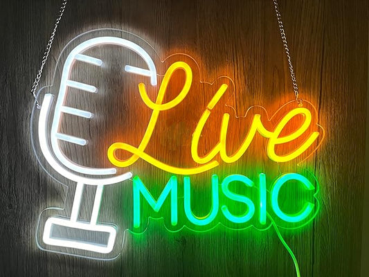 Live Nudes Neon Sign, Live Music Neon Signs for Wall Decor,Bright Dimmable Led Neon Light for Bedroom Music Studio Rec Room Game Musical Party Decor Birthday Kids Gifts