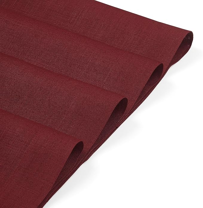 D'Moksha Homes Linen Placemats 14 x 19 Inch - Dark Red Placemats Set of 4-100% Pure Linen Table Place Mats for Summer - Handcrafted and Machine Washable