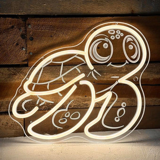 Turtle Neon Sign - Ocean Decor Gift for Bedroom Kids, LED Ocean Themed, Kids Turtle Decor Craft Room, LED Light Turtle Wall for Pet Shop Window, Creative Night Light