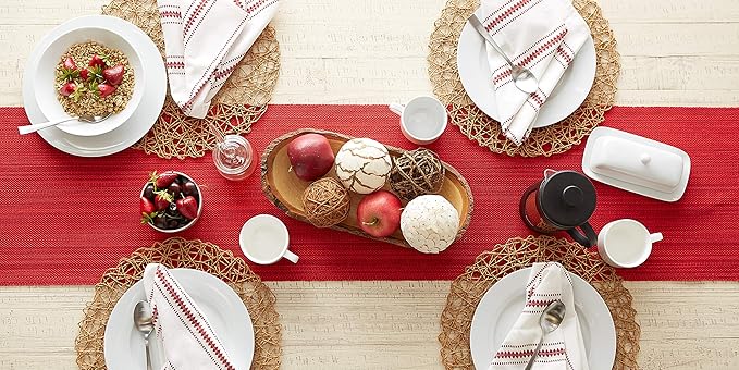 DII Variegated Tabletop Collection, Table Runner3x72, Tango Red