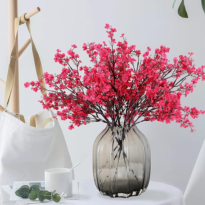 JAKY-Global 9pcs Babys Breath Artificial Flowers Gypsophila Bouquet Bulk Fake Spring Silk Small Flowers Real Touch Faux Floral for Home Bedroom Kitchen Garden Wedding Christmas Party DIY Decor (Rose)