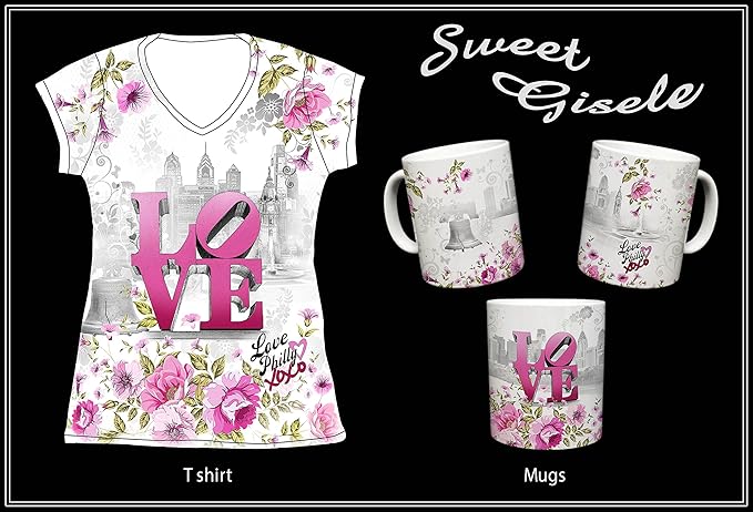 City of Philadelphia Inspired Mug | Ceramic Coffee Cup | Downtown Skyline Background | Liberty Bell & Love Park | Pink Floral | Philly XOXO | Novelty Gift | 11 Fl. Oz (White/Pink)