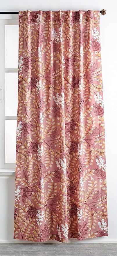 Maison d' Hermine Curtains for Living Room 100% Cotton 108 inch Length One Panel Light Filtering Curtains for Bedroom Windows with Rod and Loop Pockets Drapes (Feuillage Cameo Brown, 50" W x 108" L)