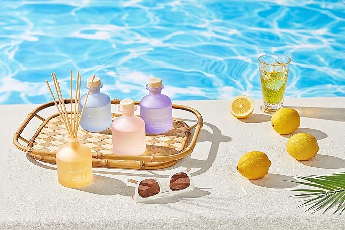 Cocorrína Reed Diffuser - White Lotus 6.76oz Diffuser with Sticks Home Fragrance Essential Oil Reed Diffuser for Home Bedroom Bathroom Shelf Decor Office Decor (Summer Collection)