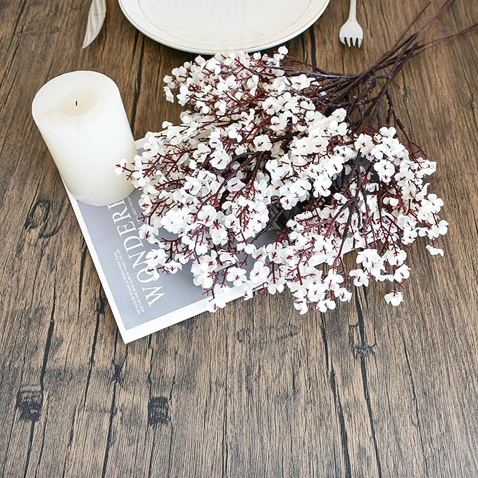 Mandy's Ivory Artificial Baby’s Breath Flowers 15 Bundles Silk Gypsophila with Bendable Stems for Fall Centerpiece Wedding Decor and Table Arrangements