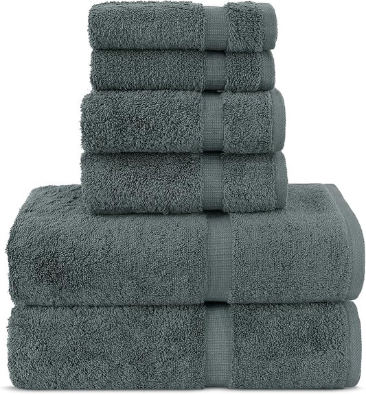 Chakir Turkish Linens |Hotel & Spa Quality 100% Cotton Premium Turkish Towels | Soft & Absorbent (Dark Gray, 6-Piece Towel Sets)