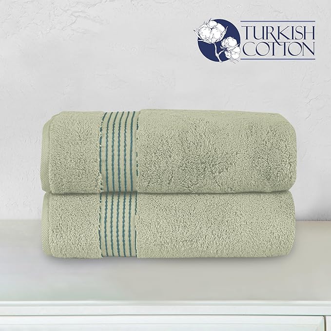 Elegant Comfort Premium Turkish Cotton 2 Pack Bath Towel Set - 27 x 54 inch, Luxurious Hotel Spa Quality 100% Turkish Cotton 2PC Bath Towel Set - Highly Absorbent - Soft Bathroom Towels, Mint Green