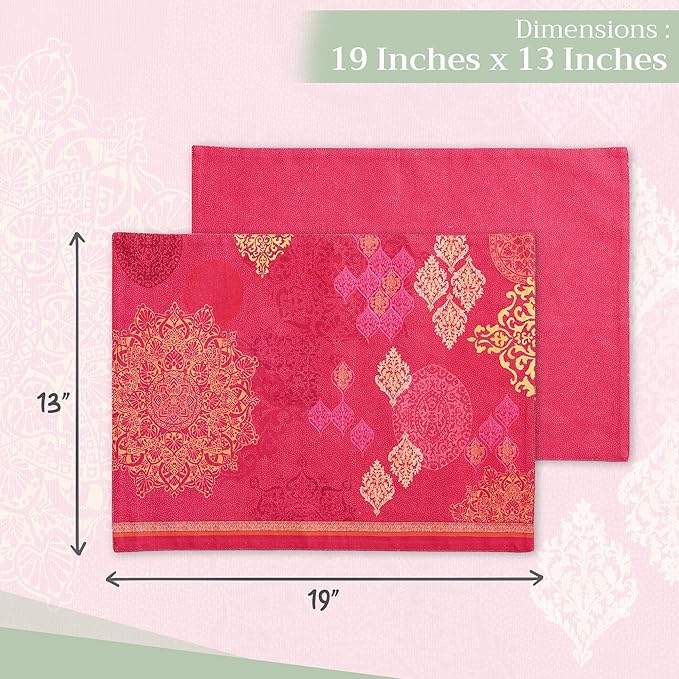 Maison d' Hermine Placemats Set of 4 100% Cotton Washable Cloth Place Mats, Reusable Table Mats for Kitchen Dining Decoration, Party, Wedding, Restaurant (Versailles, 13" x 19")
