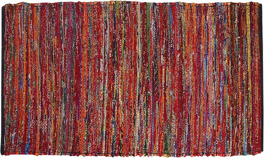 Rug Area Rugs Cotton 2x3 Ft Multicolour Chindi for Livingroom Bedroom Washable RagRug Reversible Farmhouse Kitchen RunnerRug Carpet Area Runner Mat for Hallway, Entryway 24x36 Inch