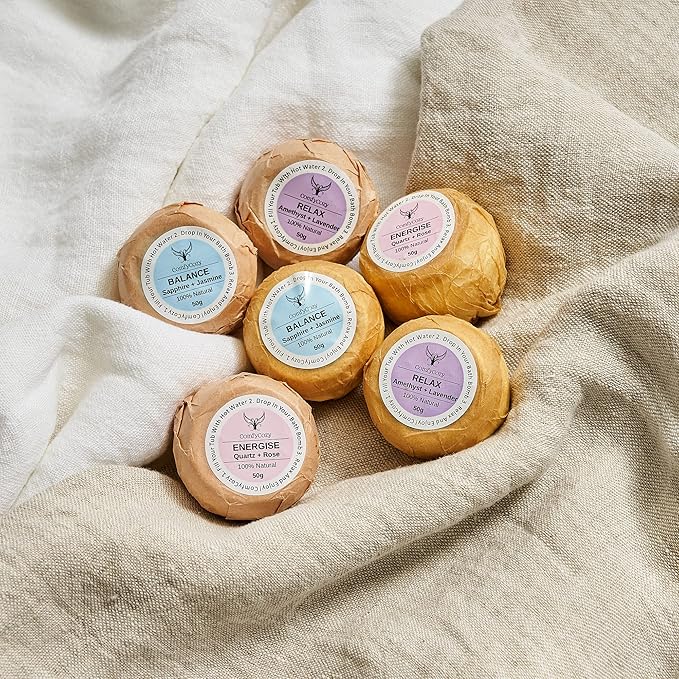 Crystal Bath Bombs - 100% Natural Organic Luxury Bathbombs - Beauty Self Care Spa Pamper Aromatherapy Birthday Gifts for Women Mom Him Her - Unique Relaxation Healing Crystals Gift Set