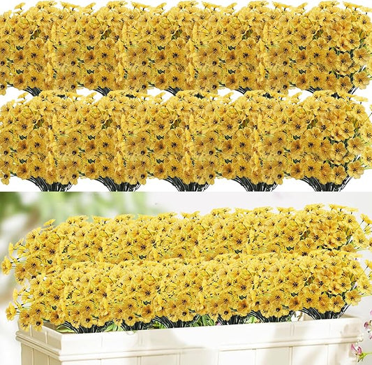 22 Bundles Artificial Flowers Outdoor, Faux Flowers UV Resistant with Plastic Plants, Faux Silk Flowers for Outdoors Outside Front Porch Hanging Planter Window Box Garden Decoration