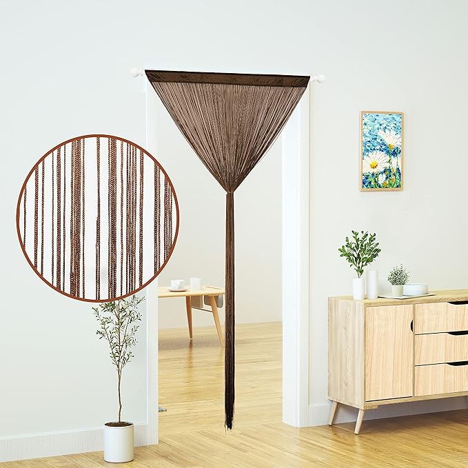 Doorway String Curtain Door Curtains,Boho Hippie Hanging Patio Tassels Screen Room Decor Bedroom Wall Window Closet Kitchen Living Room Fringe Divider Panel Laundry Room(39×79in/100×200cm, Coffee)
