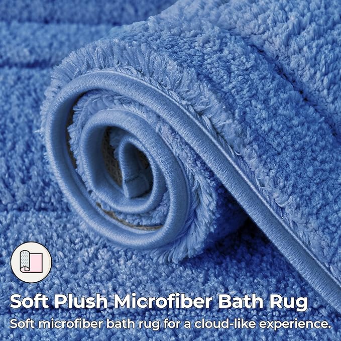 GRANNY SAYS Blue Bathroom Rugs Non Slip, 24" x 48", Large Bathroom Rugs Washable, Bath Rugs for Bath, Absorbent Bath Mats for Floor, Absorbent Shower Rug, Microfiber Bath Mat for Tub