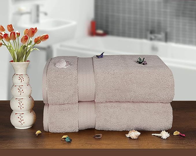 GLAMBURG 700 GSM Premium Oversized Extra Large Cotton 2 Pack Bath Sheet 35x70-100% Combed Cotton - Luxury Hotel & Spa Quality - Durable Ultra Soft Highly Absorbent - Tan