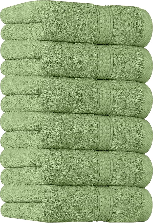 Utopia Towels 6 Pack Premium Hand Towels Set, 16 by 28 inches, 100% Ring Spun Cotton, Ultra Soft and Highly Absorbent 600GSM Towels for Bathroom, Gym, Shower, Hotel, and Spa, Sage Green