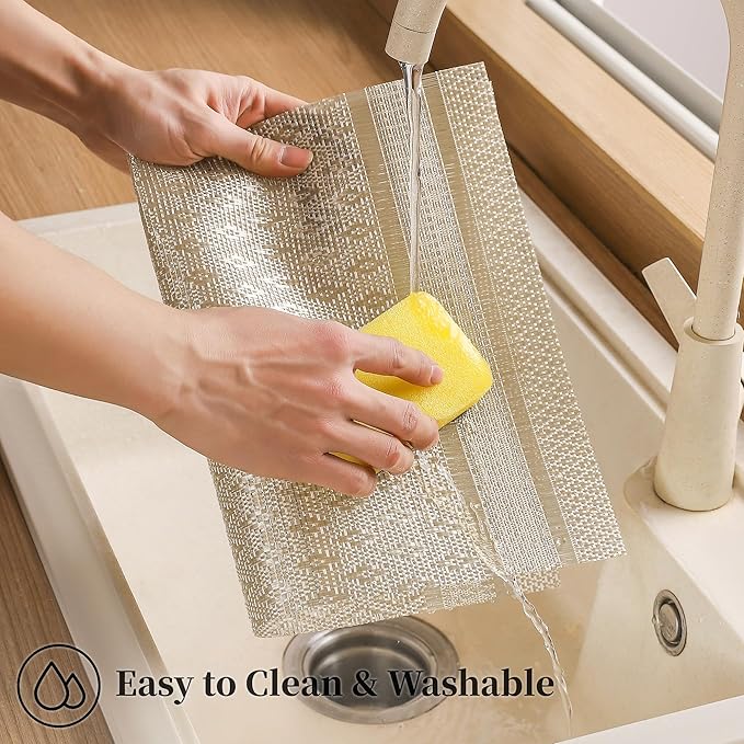 Leetaltree Stardust Yellow Placemats Set of 8 - Heat Resistant Non-Slip Place mats for Dining Table, Washable Durable PVC Vinyl Woven Table Mats（Stardust Yellow, 8）