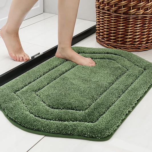 COSY HOMEER Extra Thick Bath Rugs for Bathroom - Anti-Slip Bath Linen Set Mats Soft Plush Yarn Shaggy 100% Strong Polyester Living Room Bedroom Mat Water Absorbent(Green,24x36 - Inches)