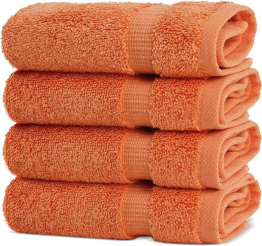 Chakir Turkish Linens | Hotel & Spa Quality 100% Cotton Premium Turkish Towels | Soft & Absorbent (4-Piece Washcloths, Coral)