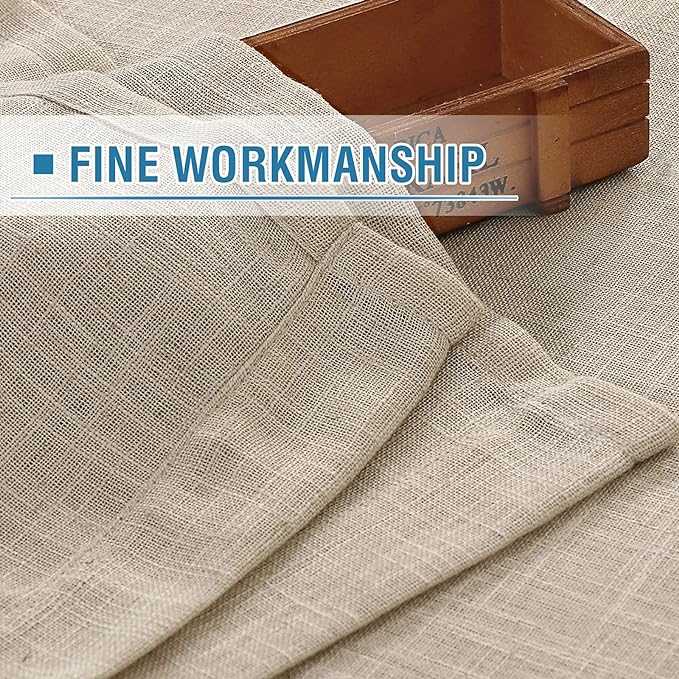 H.VERSAILTEX Linen Curtains Natural Linen Blended Curtains for Living Room Burlap Linen Textured Curtains Light Filtering Nickel Grommet Curtains Bedroom Curtains 2 Panel Sets, 52" x 63", Angora