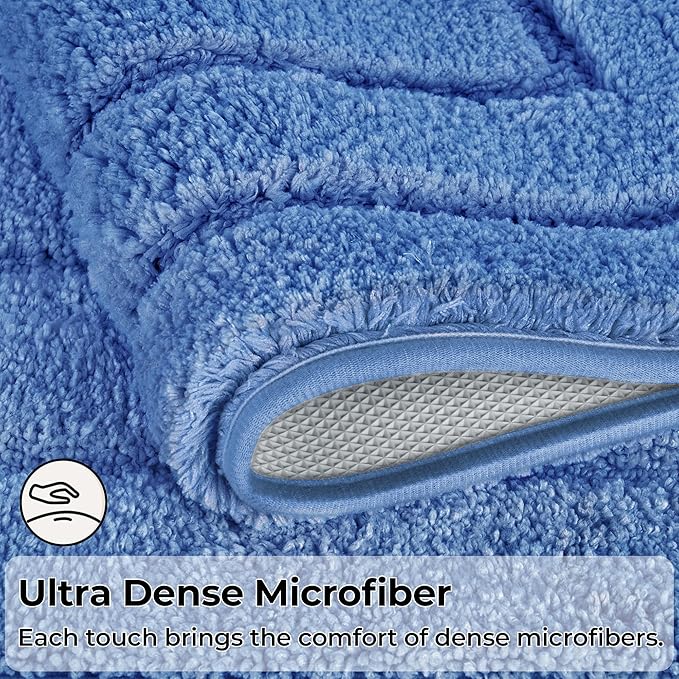 GRANNY SAYS Blue Bathroom Rugs Non Slip, 24" x 59", Large Bathroom Rugs Washable, Bath Rugs for Bath, Absorbent Bath Mats for Floor, Absorbent Shower Rug, Microfiber Bath Mat for Tub