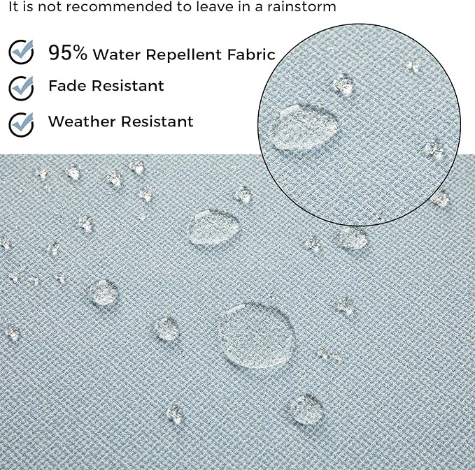 Patio Cushion Covers with Ties, 2 Pack, Outdoor Water Resistant Deep Seat Chair Cushion Slipcover 20x18x4 Inch for Garden Couch Sofa (Replacement Cover Only)-Frost Blue