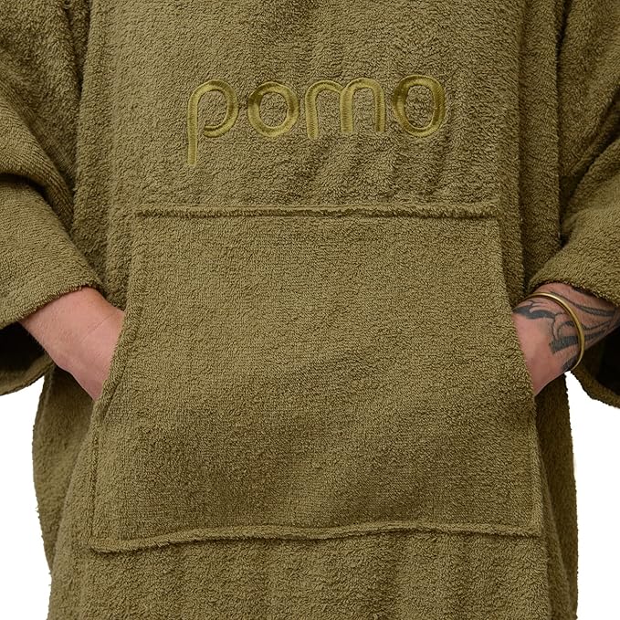 Pomo Surf Poncho, Towel Poncho Made of 100% Cotton, Unisex Changing Towel and One-Size Fits All Adult Changing Poncho.