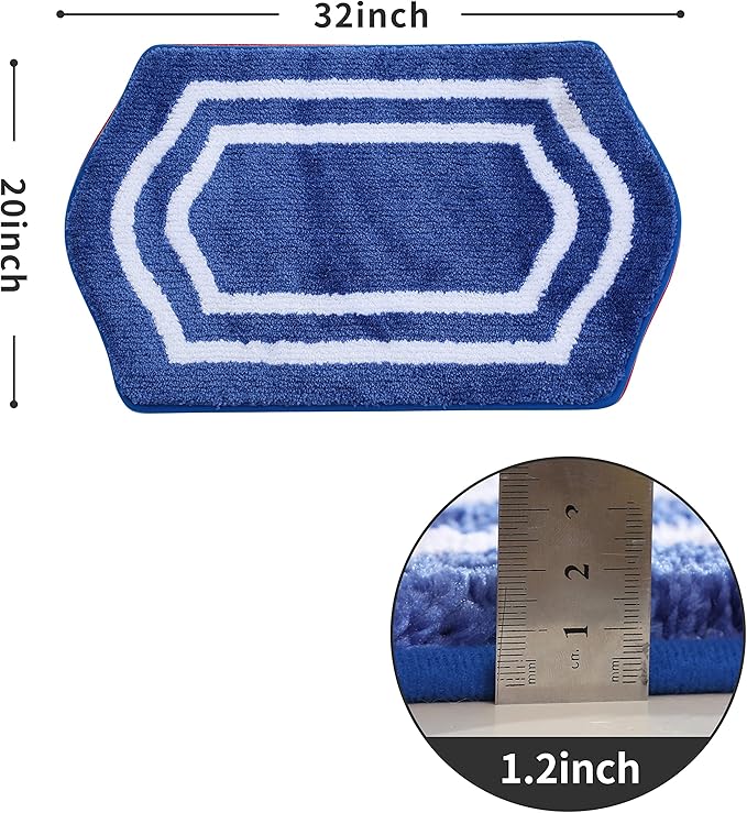 COSY HOMEER Extra Thick Bath Linen Sets Rugs - Anti-Slip Bath Mats Soft Plush 100% Strong Polyester Living Room Bathroom Water Absorbent(Blue,20x32 - Inches)