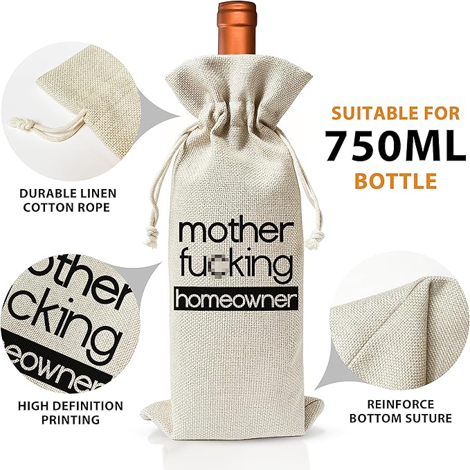 Housewarming Wine Bag - Housewarming Party Decorations - New Home Owner Gift - New House Congratulations decorations - Housewarming Party Supplies - Gift for Women Men - Realtor Gift - HiMo207
