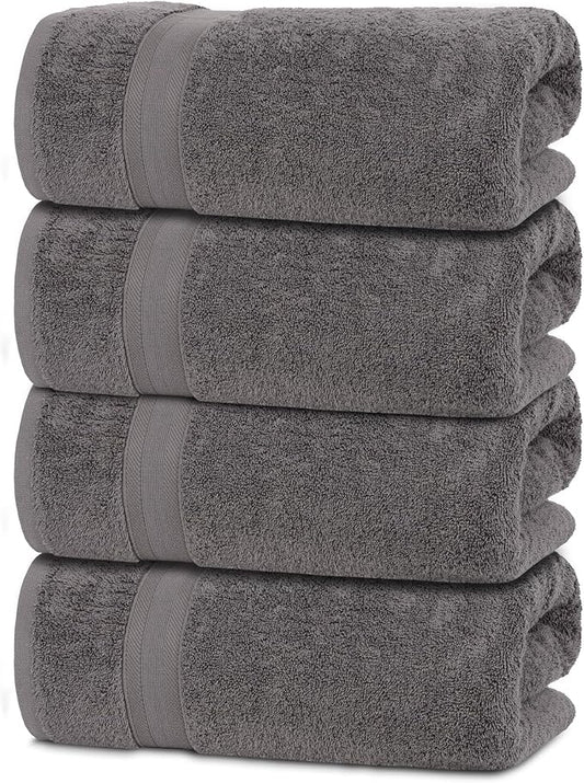 Quick-Dry, Soft & High Absorbent Hand Towels 16"x29" Cotton Turkish Hand Towel Set of 4 | Daily Use 100% Cotton Towels for Bathroom, Gym & More | Bathroom Hand Towels (4 Pcs, Grey)
