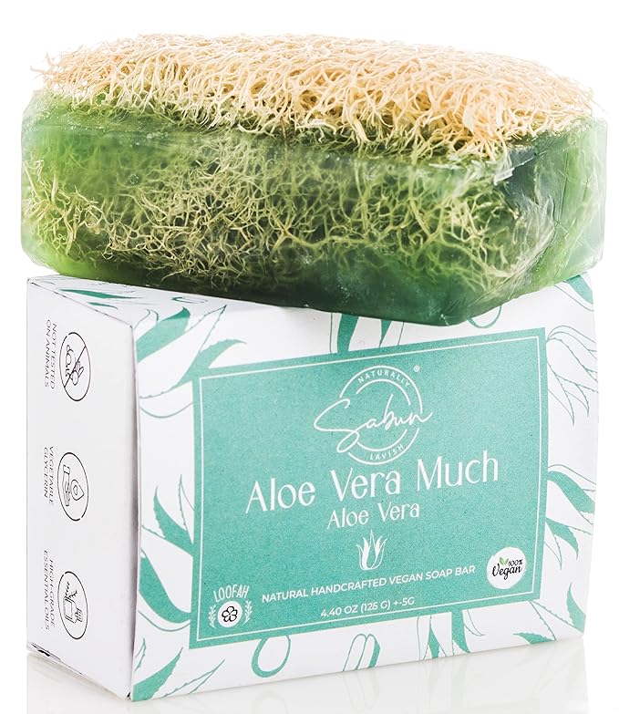 Sabun Co. - The Ultimate Bath | Natural Loofah Soap Bar Variety Gift Pack - [Aloe Vera, Lavender Oil, Lemon Peel Oil, Shea Butter, Activated Charcoal, Donkey Milk & Honey ] Handmade Natural Luffa Soap