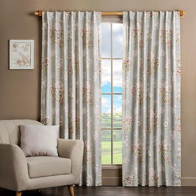 Maison d' Hermine Curtains for Living Room 100% Cotton 124 inch Length One Panel Light Filtering Curtains for Bedroom Windows with Rod and Loop Pockets Drapes (Newburry Pewter, 50" W x 124" L)