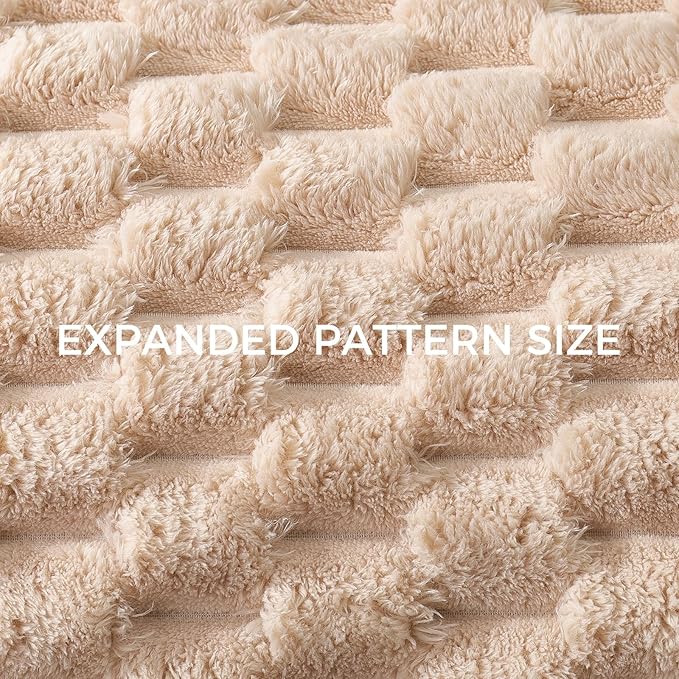 Whale Flotilla King Size Blanket for Bed with Jacquard Pattern, Fuzzy Soft Cozy Exquisite Blankets for All Season, Warm and Fluffy, 90x104 Inch, Camel