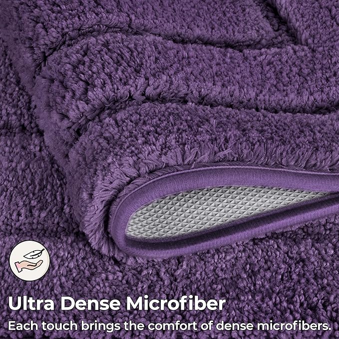 GRANNY SAYS Bathroom Toilet Rugs U Shaped, Bath Mats for Bathroom, Bath Rugs Non Slip Washable, Absorbent Microfiber Toilet Mat, Soft Plush Shaggy Bath Carpet, 20" x 24", Purple