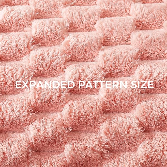 Whale Flotilla King Size Blanket for Bed with Jacquard Pattern, Fuzzy Soft Cozy Exquisite Blankets for All Season, Warm and Fluffy, 90x104 Inch, Pink