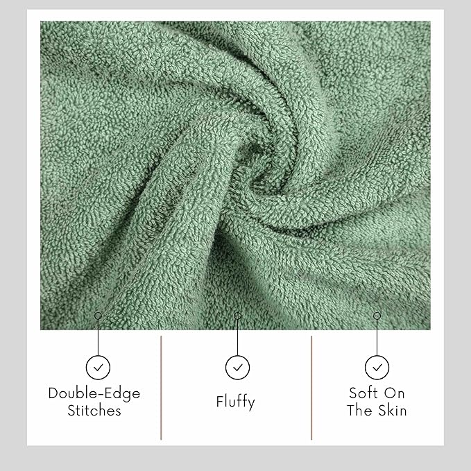 TEXTILOM Washcloths for Body and Face – Hotel and Spa Quality & Soft & Absorbent & Quick Dry Wash Cloths for Your Body – 100% Turkish Cotton Wash Clothes Towel Set of 4 (13 x 13 inches) - Green