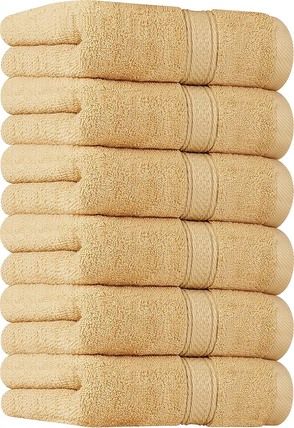 Utopia Towels 6 Pack Premium Hand Towels Set, 16 by 28 inches, 100% Ring Spun Cotton, Ultra Soft and Highly Absorbent 600GSM Towels for Bathroom, Gym, Shower, Hotel, and Spa, Beige
