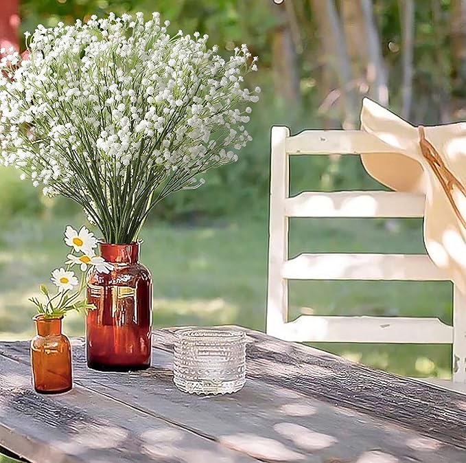 10 Pack Baby's Breath Artificial Flowers Bulk 3 Branches Faux Baby Breath Plastic Flowers Fake Gypsophila Flower Arrangement for Crafts Fake Flowers Bouquet for Wedding Home Decor White Baby Breath