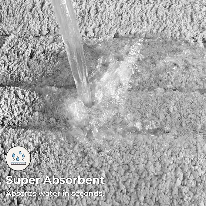 GRANNY SAYS Gray Bathroom Rugs, Bath Mats for Bathroom Non-Slip, Super Soft and Water Absorbent, Microfiber Bath Rugs, Machine Wash Dry, Bath Rugs for Floor, Tub and Shower, 16" x 24"