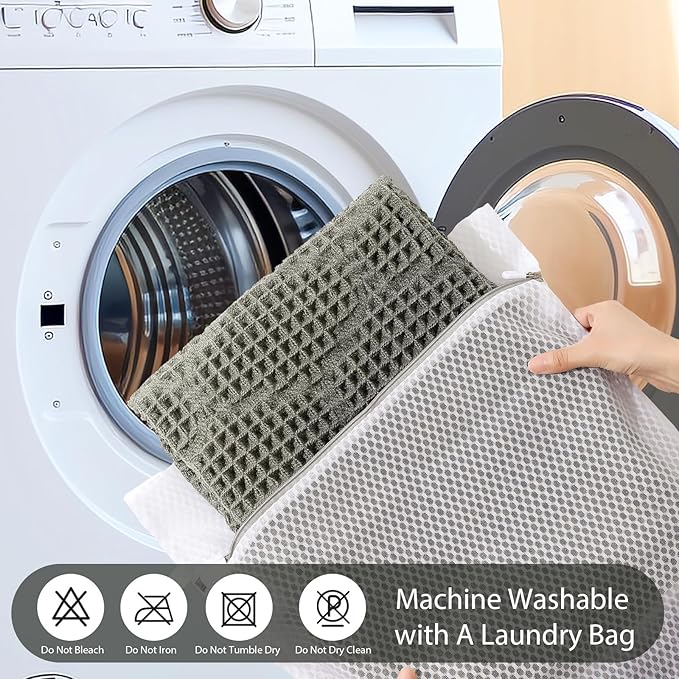 Upgraded Green Waffle Bathroom Runner Rugs, Super Absorbent Non Slip Bath Mats for Bathroom Floor, Extra Long Soft Bath Rugs with Tassels for Hallway Laundry Room, Machine Washable, 24" x 72"