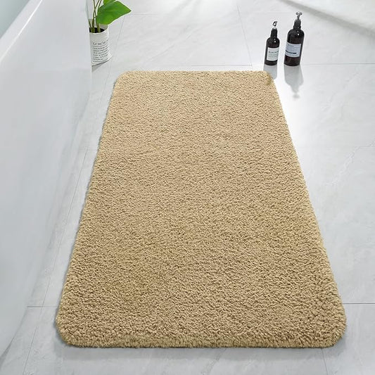 AROGAN Luxury Long Bathroom Runner Rug, 24x48 Inch Thick Soft and Absorbent Non Slip Bath Mat, Rubber Backing Quick Dry Rugs Carpets, Machine Washable Plush Mats for Shower Floor, Beige