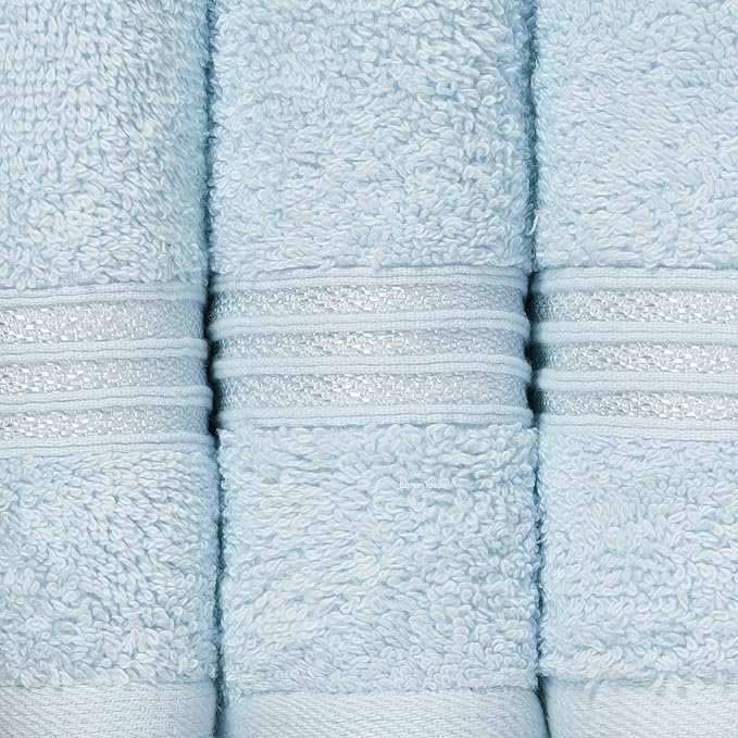 Superior Egyptian Cotton Bath Towel Set, Home Bathroom Towels, Master, Guest Bath, Decor Essentials, Quick Dry, Absorbent, Large Body Towels, Spa, Hotel, Resort, Adult, Kids, Set of 2, Light Blue