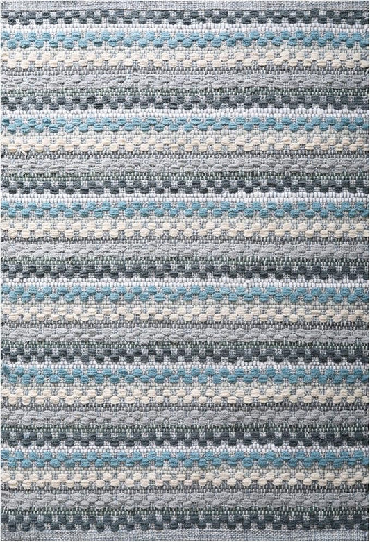 Chenille Bath Mat Rug 24x36 inch - 100% Cotton Soft Absorbent and Machine Washable Shower Bath Rug - Aqua Combo