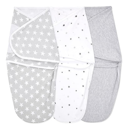 aden + anais, Cotton Knit Baby Wrap, Newborn Wearable Swaddle Blanket, 3 Pack, Twinkle, 0-3 Months