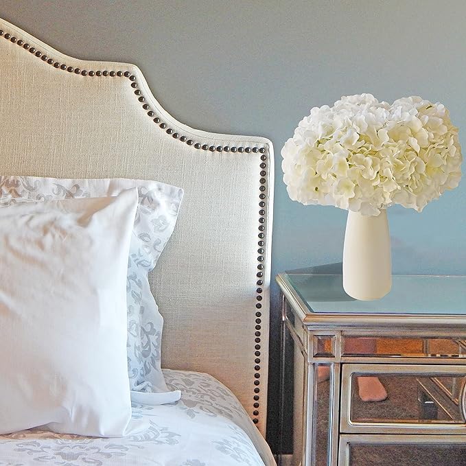 Mandy's 10 Stems White Silk Hydrangea Flowers – Artificial Centerpiece for Wedding & Home Decor